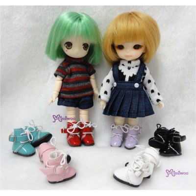 Middie B 2.2cm Doll Shoes Buckle Boots White SBB006WHE